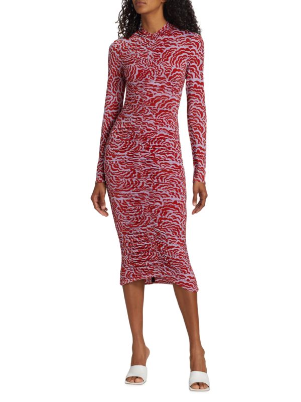 A.L.C. Ansel Ruched Knit Midi-Dress